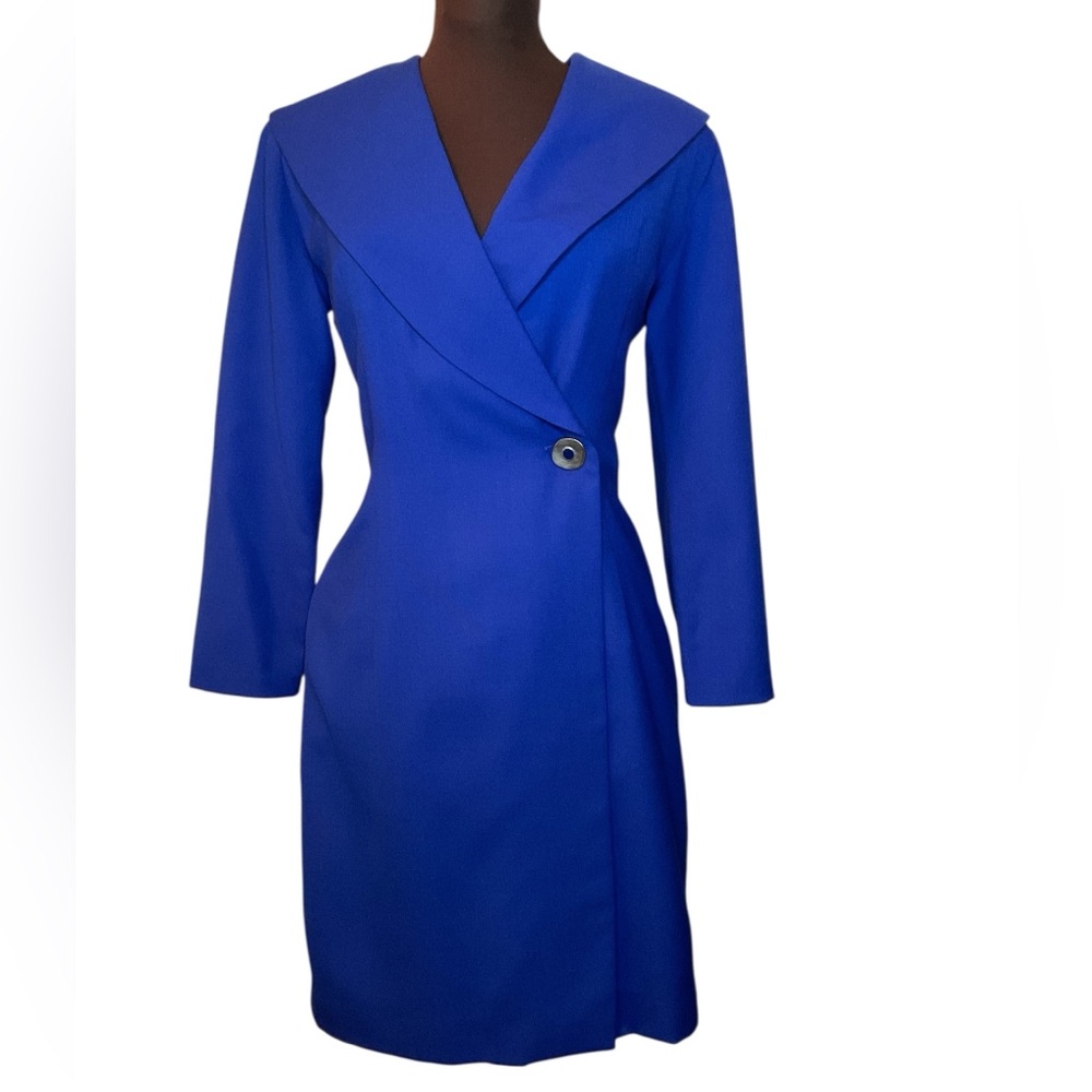 Vintage handmade long-sleeve blue dress